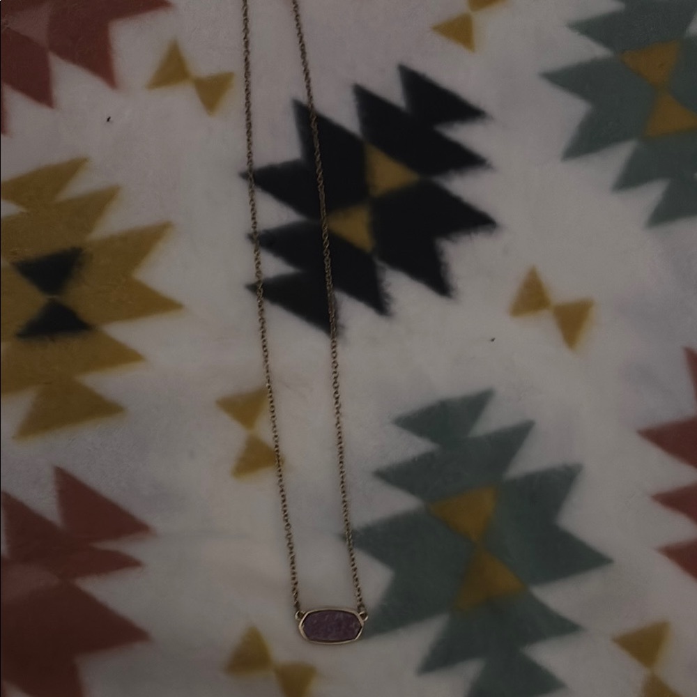 Gold Necklace with Purple Pendant